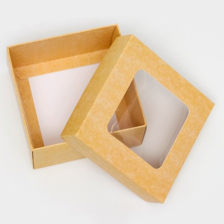 The box is folding, the lid is, with a window, craft, 10 x 10 x 5 cm-2