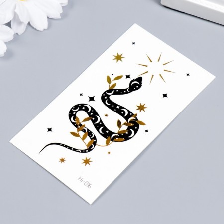 Tattoo on the body color phosphorus "snake in patterns" 10.5x6 cm-2