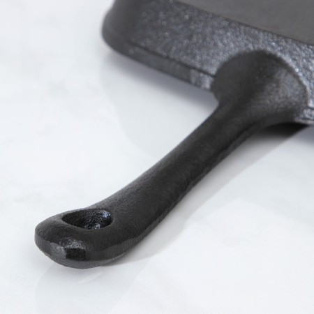 Pan grill Cast iron shade "Square", 23 × 23 cm, with a drain and a pen, black color-4