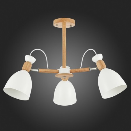 Ceiling EVOLUCE lamp. Sle103802-03. Balcamo. 3x60 watts, E27, 59x59x45 cm, color light wood, white-4