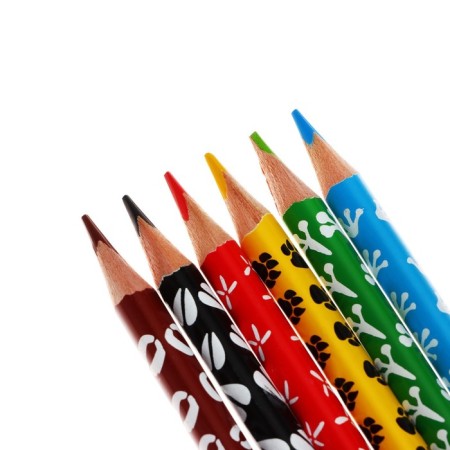 Pencils 6 colors "zoo" Kalyaka-Malyak, trihedral, with print on the case, tree-2