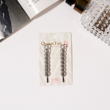 Invisible hair "Kate" (set 2 pcs) Round links, 7 cm, silver-1