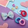 Hair set 11 pcs "Mashenka" Blue bow (1 clamp, 4 rubberings, 6 crabs)