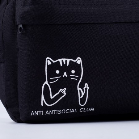 Backpack school youth Antisocial Club, 33x13x37 cm, lightning department, external pocket, black color-5