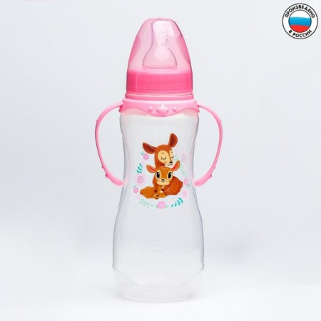 A bottle for feeding “Reindeer: mothers and babies”, classic throat, 250 ml., 0 months, fitted, with handles-1