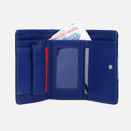 Women's wallet on the button, blue color-4