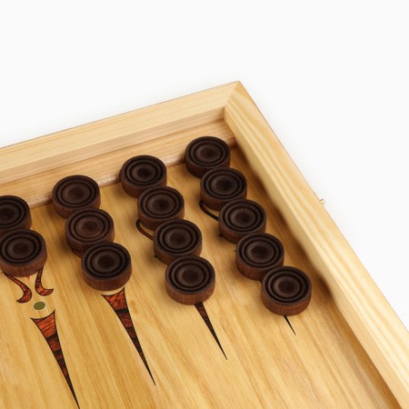 Backgammon "lion", wooden board 60 x 60 cm, with a field for playing checkers-4