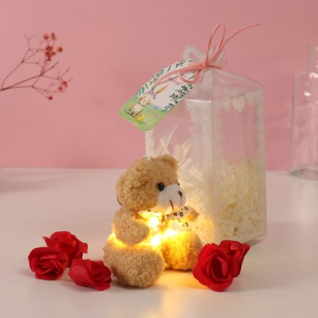 Set gift "Bear Bezh with a bow" soap red roses 5 pcs, dew 7x7x12 cm-1