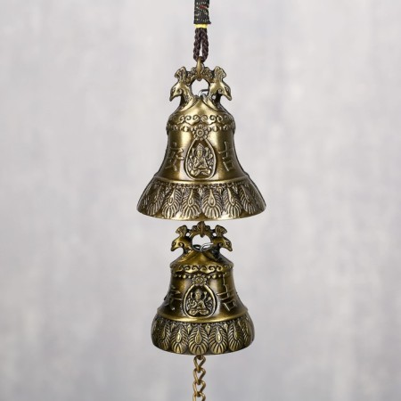 Metal bell "Phoenix and Buddha" 2 bells d = 5 and d = 4.2 cm 29x5x5 cm-2