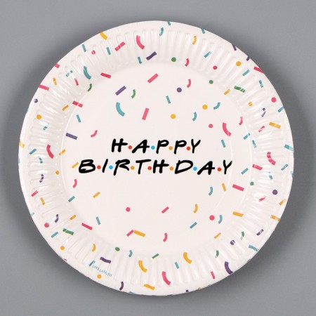 Disposable paper plate "Happy Birthday", 18 cm, set 6 pcs.-1