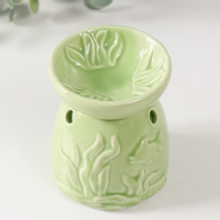 Aroma lamp ceramics "Underwater World" Green 7.2x7.2x8.9 cm-2