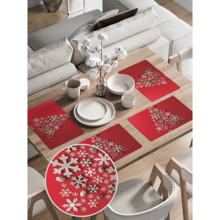 A set of napkins for setting the table "Christmas tree from snowflakes", rectangular, rounded edges, size 30x46 cm, 4 pcs-1