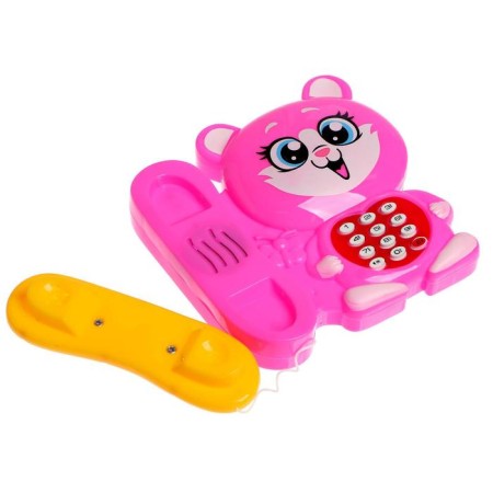 Musical telephone "Kitten", Russian voice acting, works from batteries, pink color-2