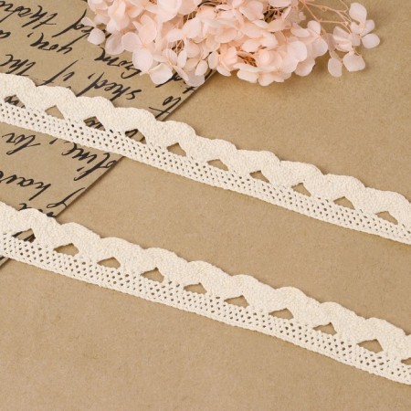 Knitted lace, 22 mm × 10 ± 1 m, beige color-1