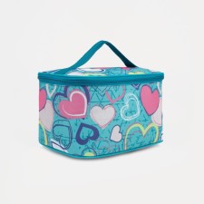 Cosmetic bag with zipper, turquoise color