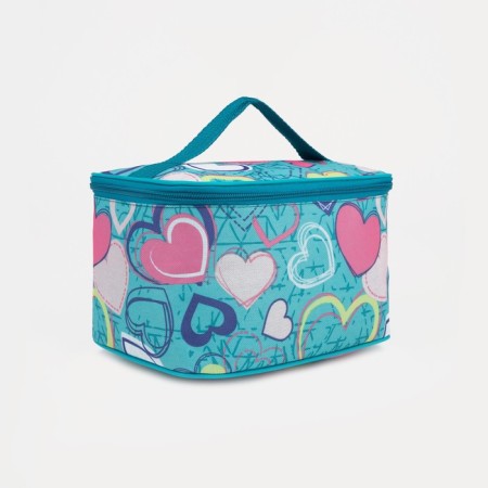 Cosmetic bag with zipper, turquoise color