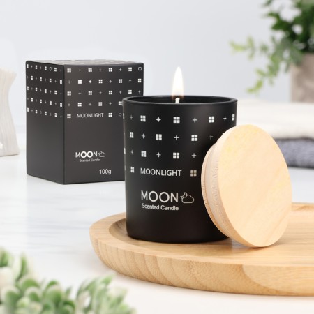 Aromatic candle in a glass "Moon", black gentleman, small