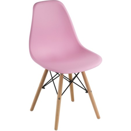 Plastic chair EAMES Massive Buk/Metal/Plastic, Natural/Pink 46x52x83 cm-1