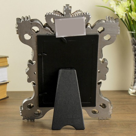 Photo frame Polystone 10x15 cm "Empire" Elevated silver 28.5x21 cm-2