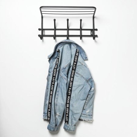 Wall hanger with a shelf "Comfort", 5 hooks, 41 × 20 × 10 cm, black color-2