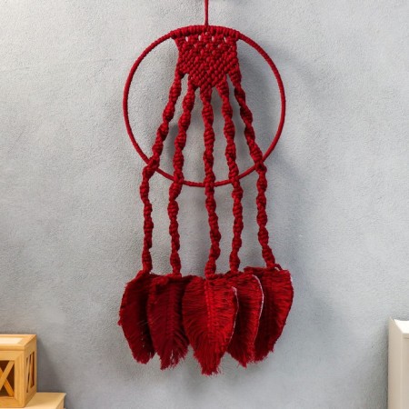 Dreaming Catcher using the Macrame "Leaflets" Bordeaux 55x25 cm