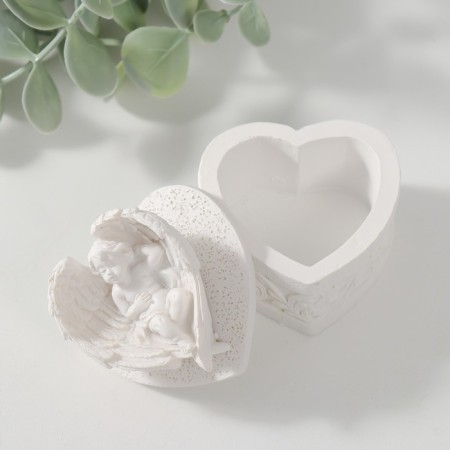 Polystone box "Snowty angel sleeps in the wings" 5.5x5.2x5.7 cm-4