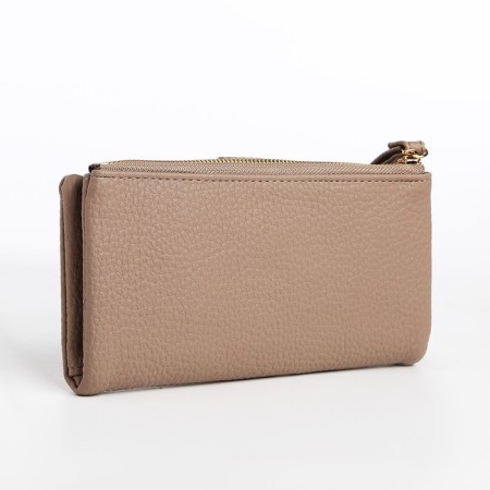 Women's wallet on the button, beige color-1
