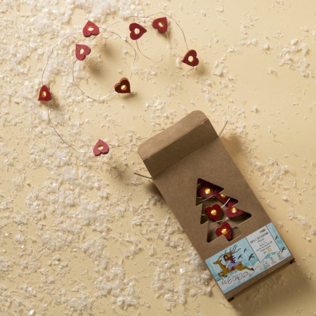 Garland “thread” 2 m dews with nozzles “heart”, IP20, silver thread, 20 LED, warm white glow, AAX2-4