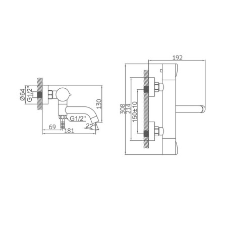 ACCOONA A62305 bath mixer, two -wound, thermostatic, shower, chromium-10