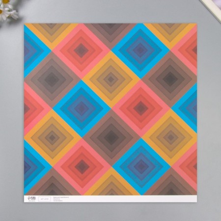 Scrapbooking paper bilateral "bright geometry" density 180 grams set 5 pcs 30.5x32 cm 1071-4