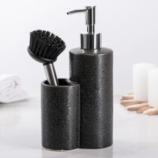 A dispenser for a detergent with a “minimum” brush, the color is black