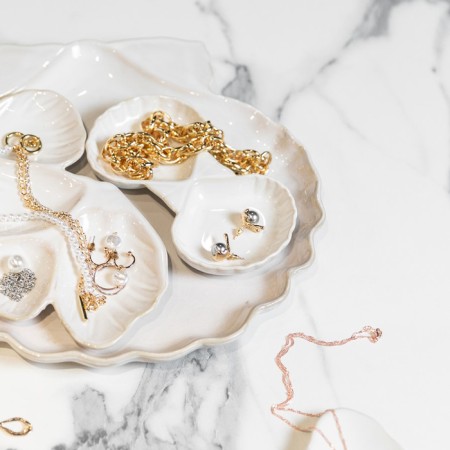 Earrings with pearls "melting", gray color in gold-3