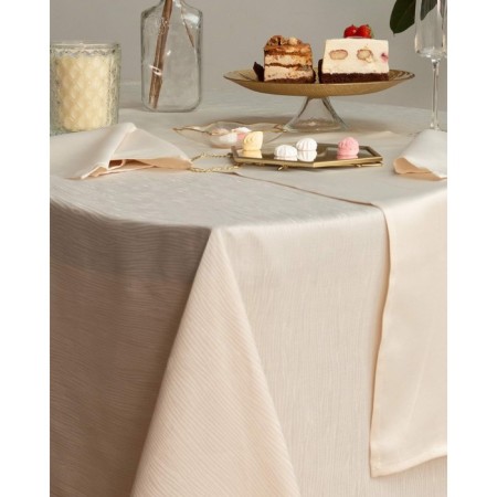 Tablecloth, size 160x160 cm, beige color-1