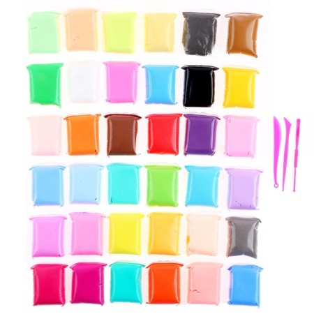 Plasticine is light, jumping, set of 36 colors, weight 1 color: 10 g, 3 tools-3