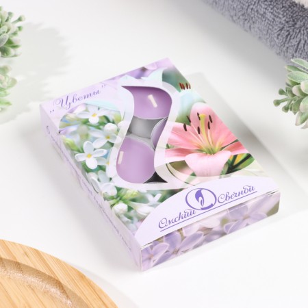 A set of tea candles aromatic "flowers", 3.8x1.6 cm, 3.5 hours, 12 g, 6 pieces-3