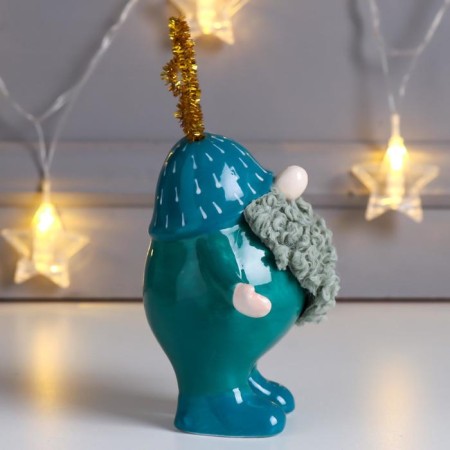 Souvenir Ceramics "Santa Claus, curly beard, cap with ox" Green 14.8x6.8x9.6 cm-1