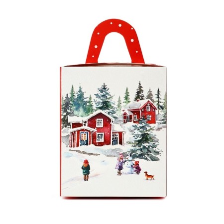 Folding box for one Capcake "Snow Tale", 9 x 9 x 11 cm, New Year-2