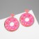 Acryl Earrings "Yummy" Donuts with hearts, pink color in silver