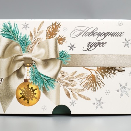 Folding box for 4 cupcakes with the Window "New Year's Miracles", 16 x 16 x 10 cm, New Year-4
