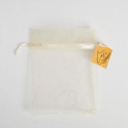 Gift organza bag, milk "with love", with a nameplate, 10 x 12 cm +/- 1.5 cm-1