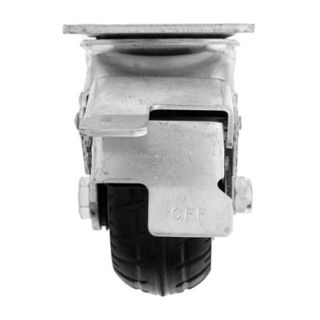 Wheel for transport trolleys rotary, d = 100, on the site, with a stop, rubber coating 9917-2