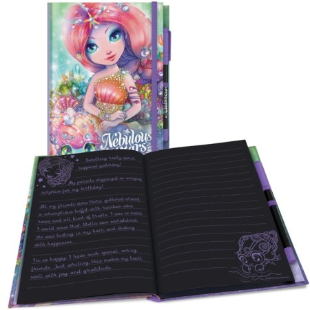 Notepad for a girl Nebulous Stars Coralia, on an elastic band, with a ballpoint pen-1