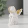 Souvenir Polystone "angel with the head on the knees sits" white with gold 4.5x3.2x4.5 cm