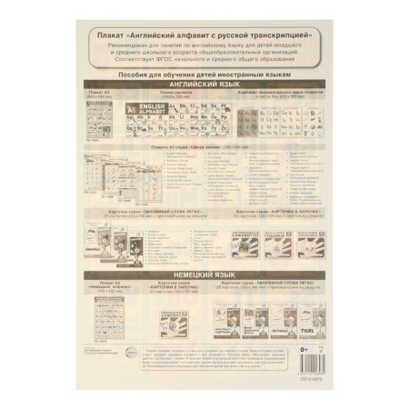 Poster "English alphabet with Russian transcription" 34x49 cm-1
