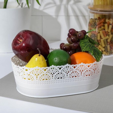 Vase for bread and fruits "Opener", 14 cm x 22 cm x 8 cm, white color-4