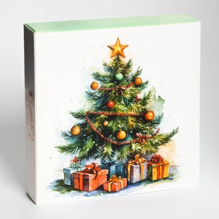 New Year. Box for 8 sweets and chocolate, with the window "Miracles" happen ", 17.7 x 17.8 x 3.8 cm, confectionery packaging-2