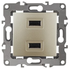 USB charger device, 230V/5V-2100MA, IP20, era12, champagne