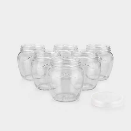 A set of glass cans with a silver polymer lid, TO-82 mm, 550 ml, 6 pcs.-1