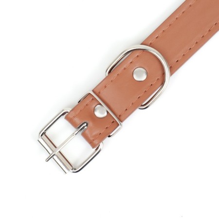 A collar of artificial leather with a wool for engraving 52 x 2.5 cm, Osh 35-45 cm, brown-4