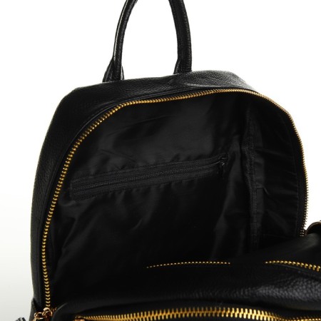 City backpack of artificial leather with lightning, 4 pockets, black color-3
